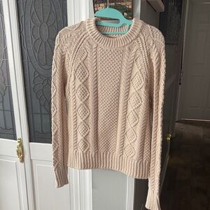 L.L. Bean Signature Cream Cable Knit Sweater
